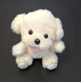 Breloc Cățeluș de pluș alb cu lăbuțe cu cristale – 14cm